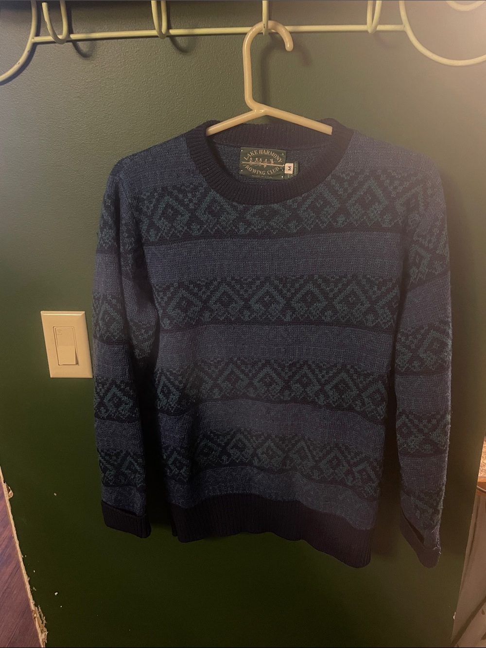 Vintage Lake Harmony Rowing Club 100%Wool Made In USA Women’s Cardigan Size Med